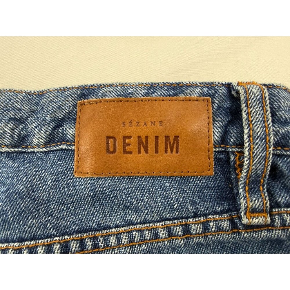 SEZANE Denim High Waisted Button Fly Straight Leg Jeans Medium Light Size 28 - Picture 4 of 12